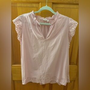 GAP Pink Eyelet Flutter Sleeve Blouse